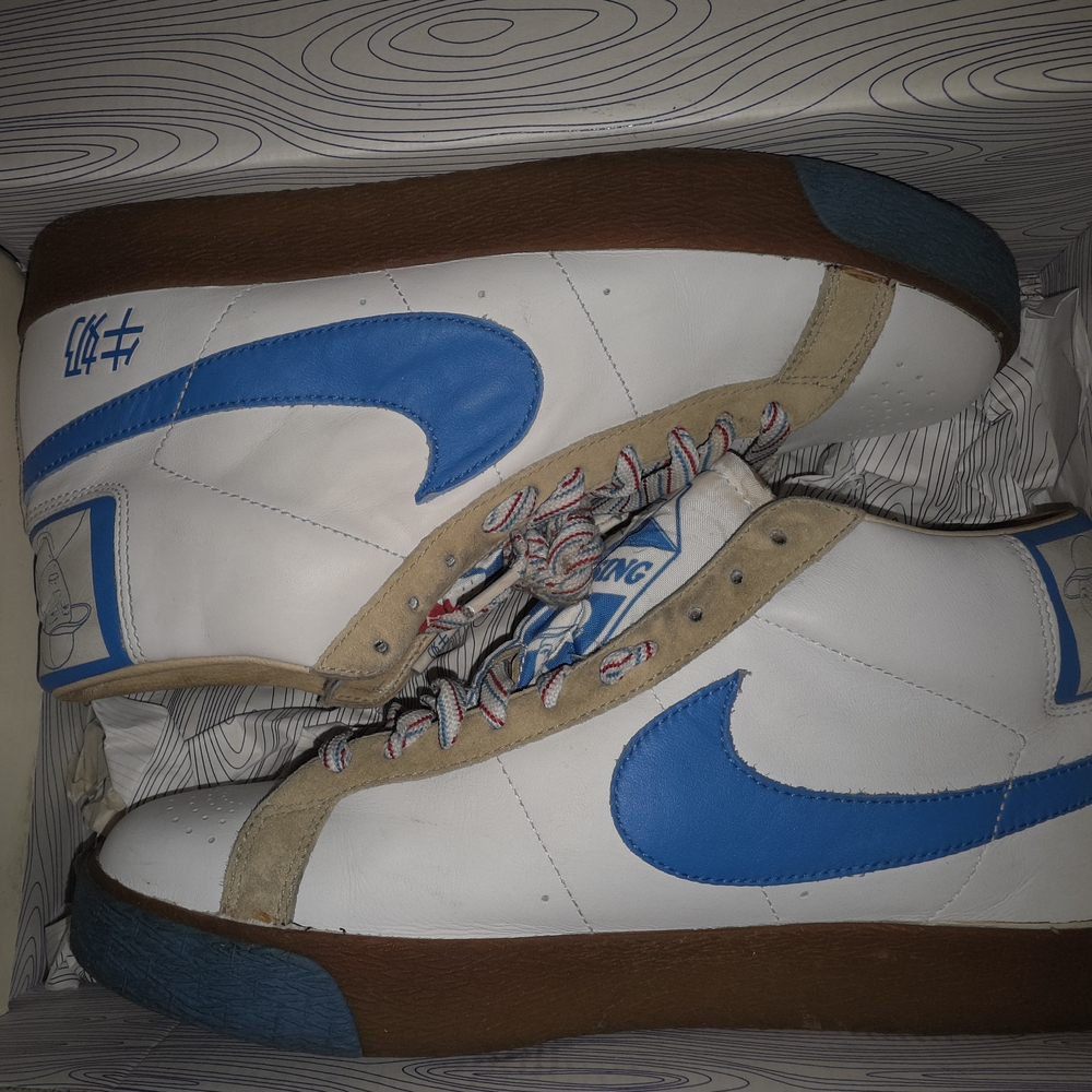 Men's White and Blue Sneakers